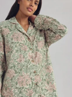 Soft Sage Honeysuckle Cotton Pajama Set