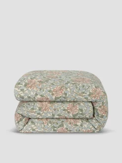 Soft Sage Honeysuckle Linen Blend Duvet Cover