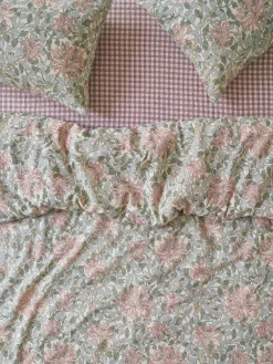 Soft Sage Honeysuckle Linen Blend Duvet Cover