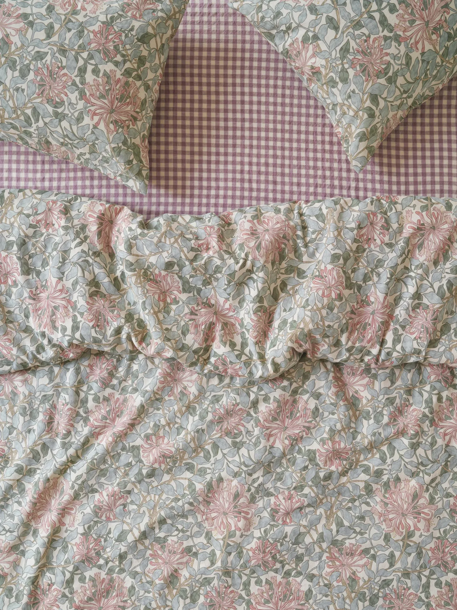 Soft Sage Honeysuckle Linen Blend Duvet Cover