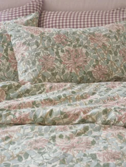 Soft Sage Honeysuckle Linen Blend Pillowcases (Pair)