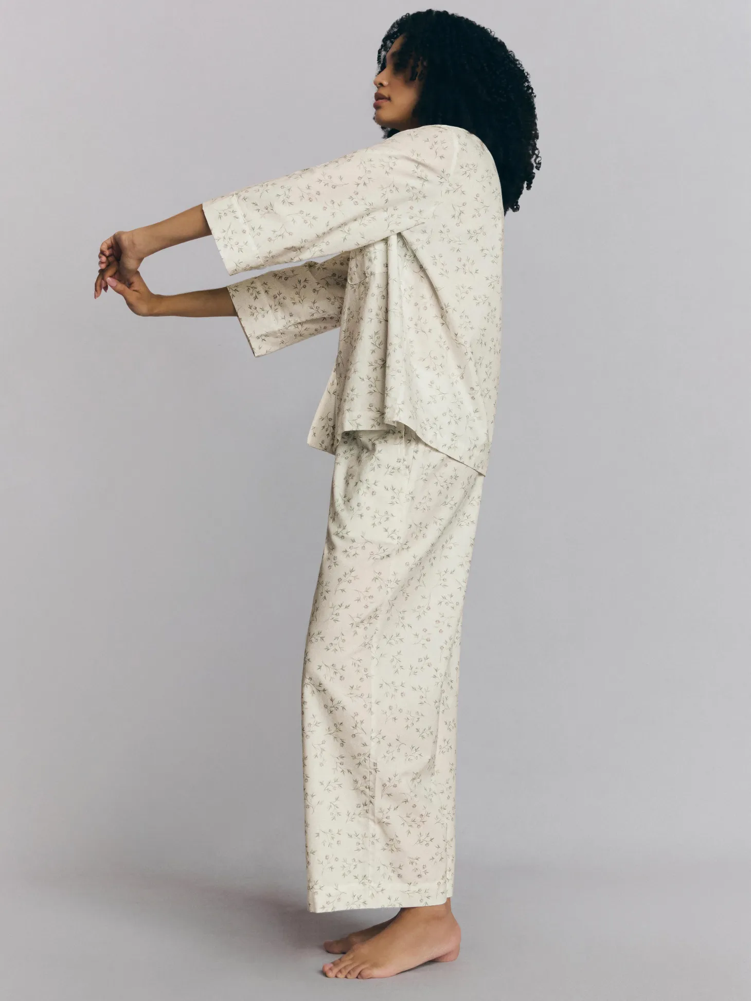 Spring Sprig Floral Cotton Cropped Pajama Set
