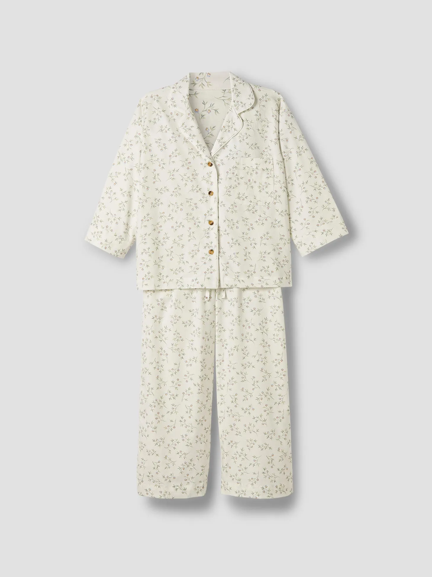 Spring Sprig Floral Cotton Cropped Pajama Set