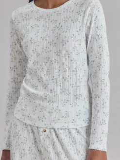 Spring Sprig Pointelle Long Sleeve Top