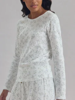 Spring Sprig Pointelle Long Sleeve Top