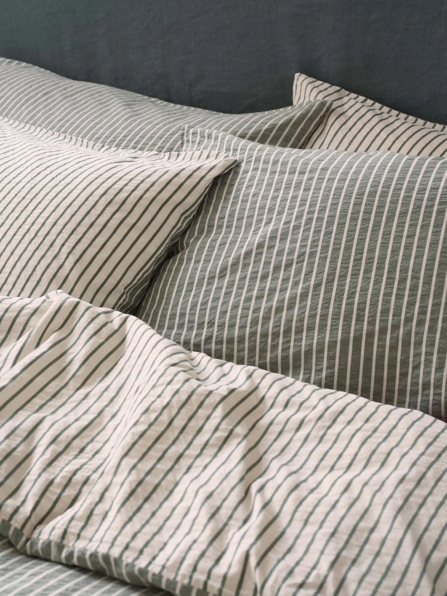 Spruce Green Textured Stripe Cotton Pillowcases (Pair)