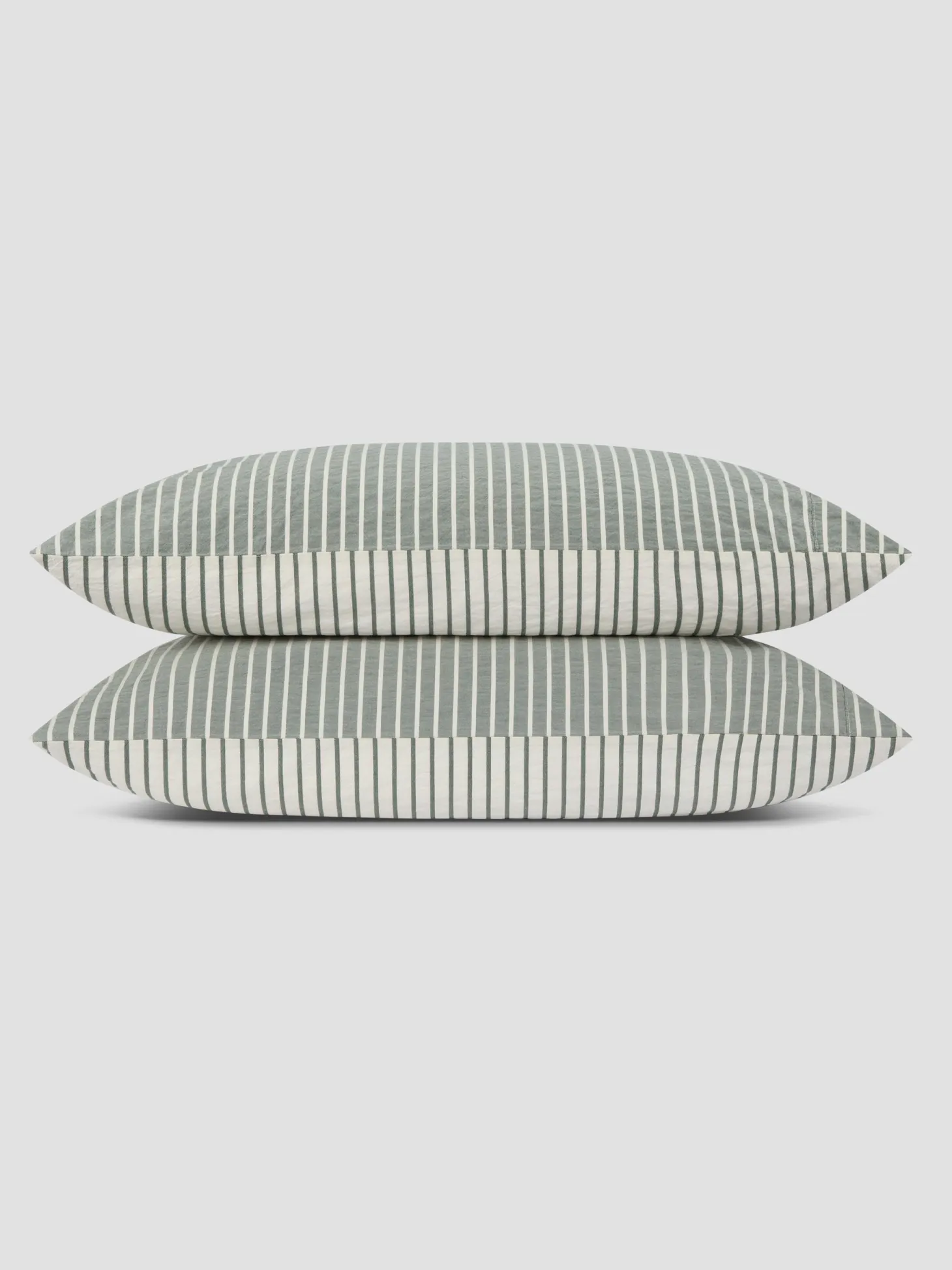 Spruce Green Textured Stripe Cotton Pillowcases (Pair)
