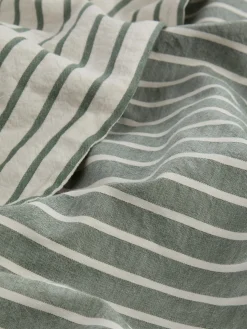 Spruce Green Textured Stripe Cotton Pillowcases (Pair)