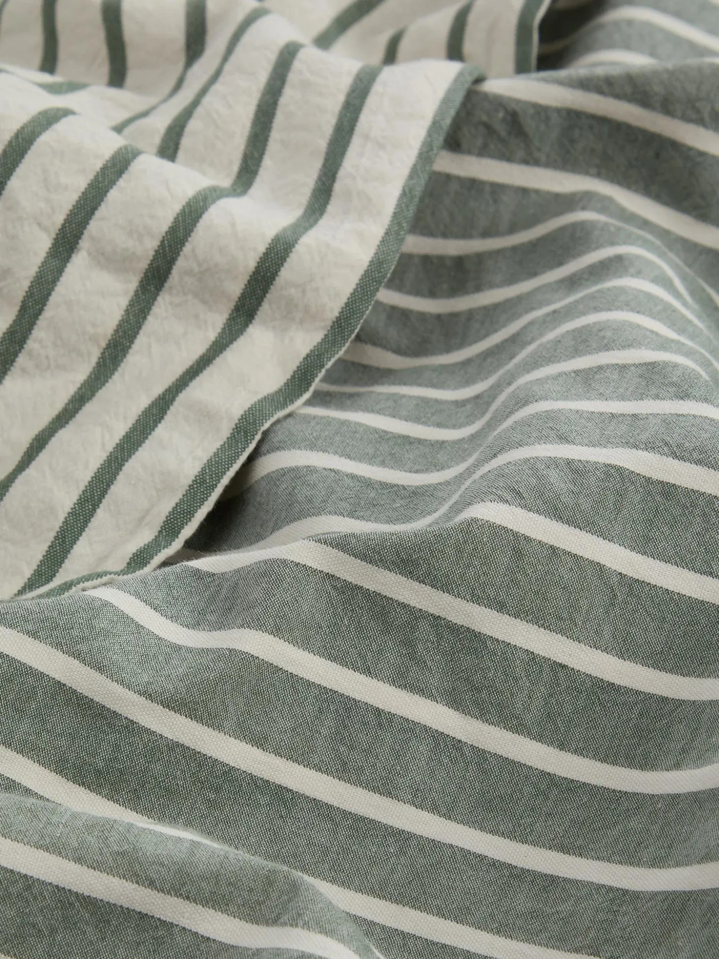 Spruce Green Textured Stripe Cotton Pillowcases (Pair)