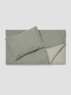 Spruce Green Texture Stripe Cotton Kids Bedding Set