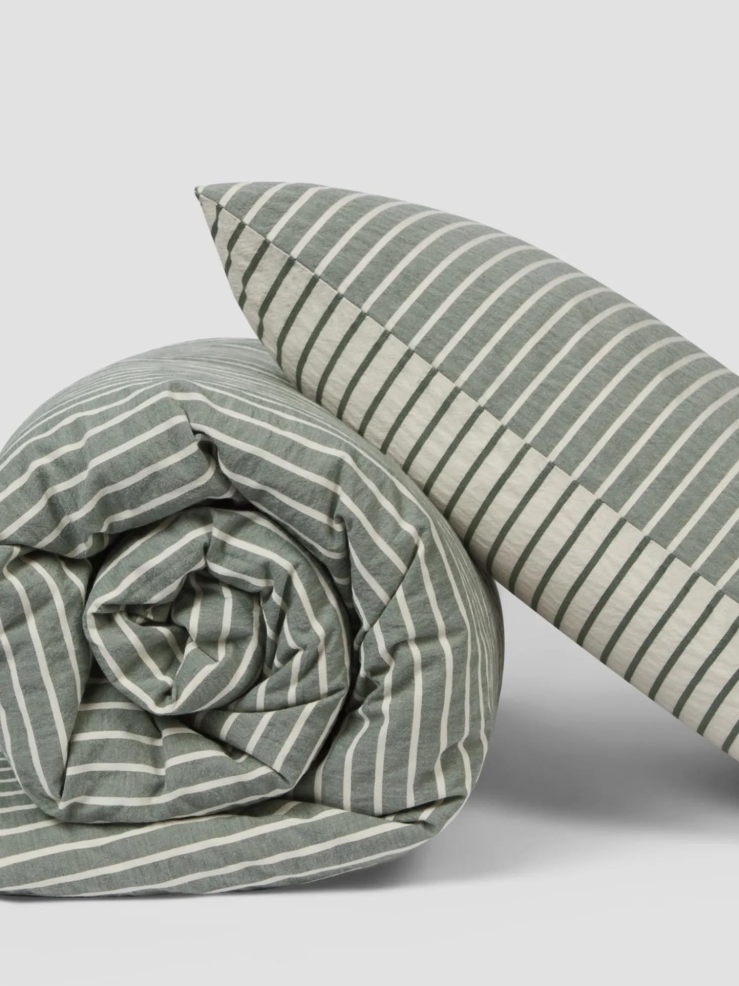 Spruce Green Texture Stripe Cotton Kids Bedding Set
