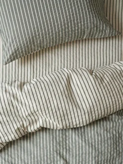 Spruce Green Texture Stripe Cotton Kids Bedding Set