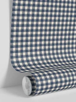 Titan Blue Gingham Wallpaper