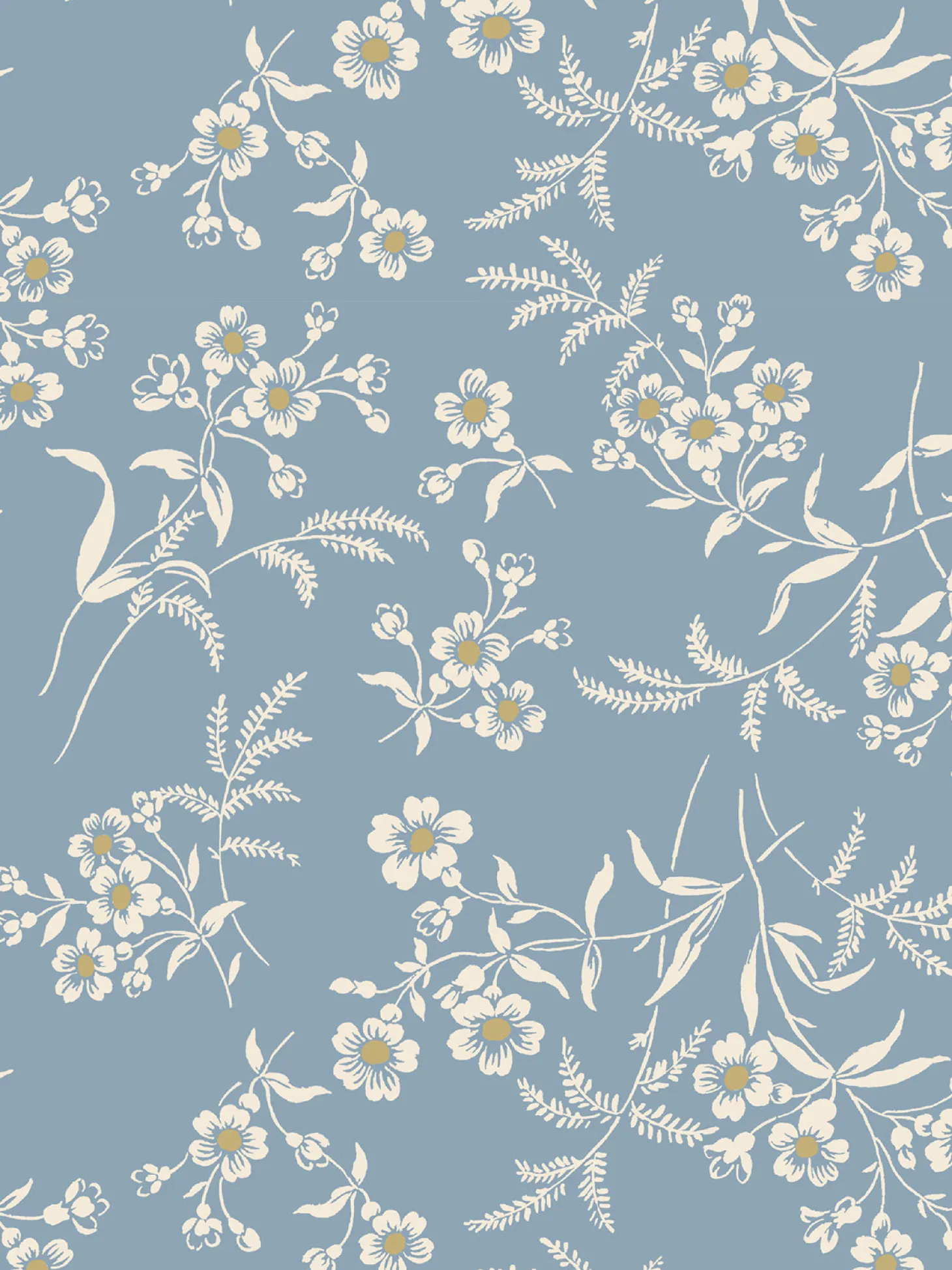 Warm Blue Camille Floral Wallpaper