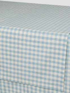 Warm Blue Gingham Gingham Linen Blend Table Runner