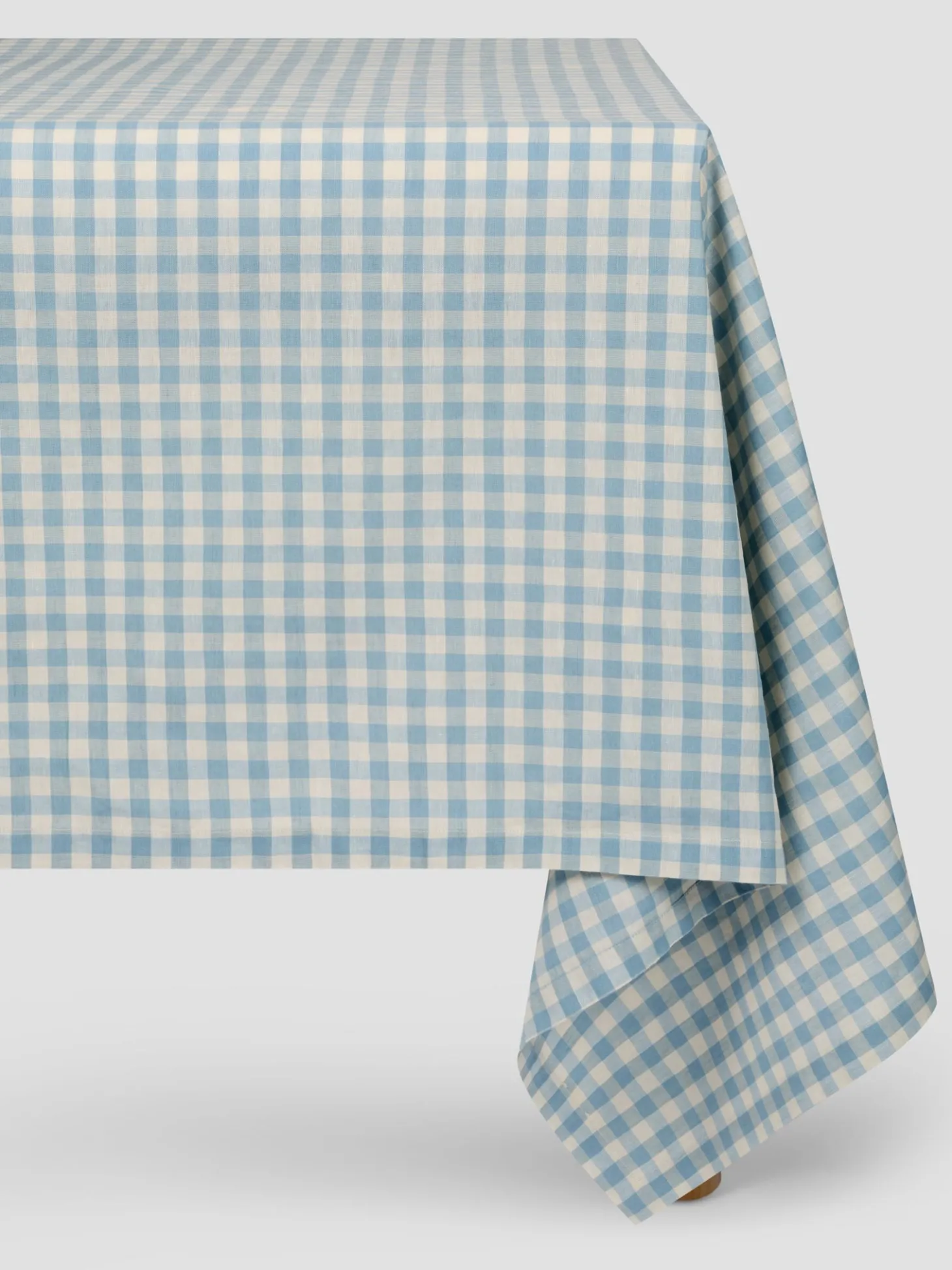 Warm Blue Gingham Gingham Linen Blend Tablecloth