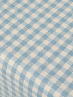Warm Blue Gingham Gingham Linen Blend Tablecloth