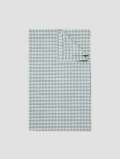 Warm Blue Gingham Gingham Linen Blend Tablecloth