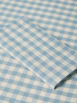 Warm Blue Gingham Linen Blend Napkins Set of 4