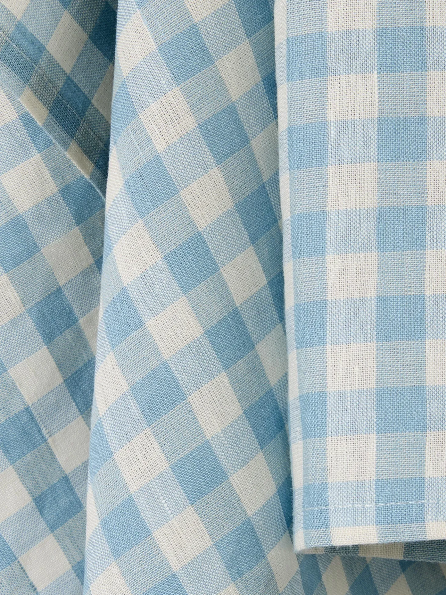 Warm Blue Gingham Linen Blend Tea Towel