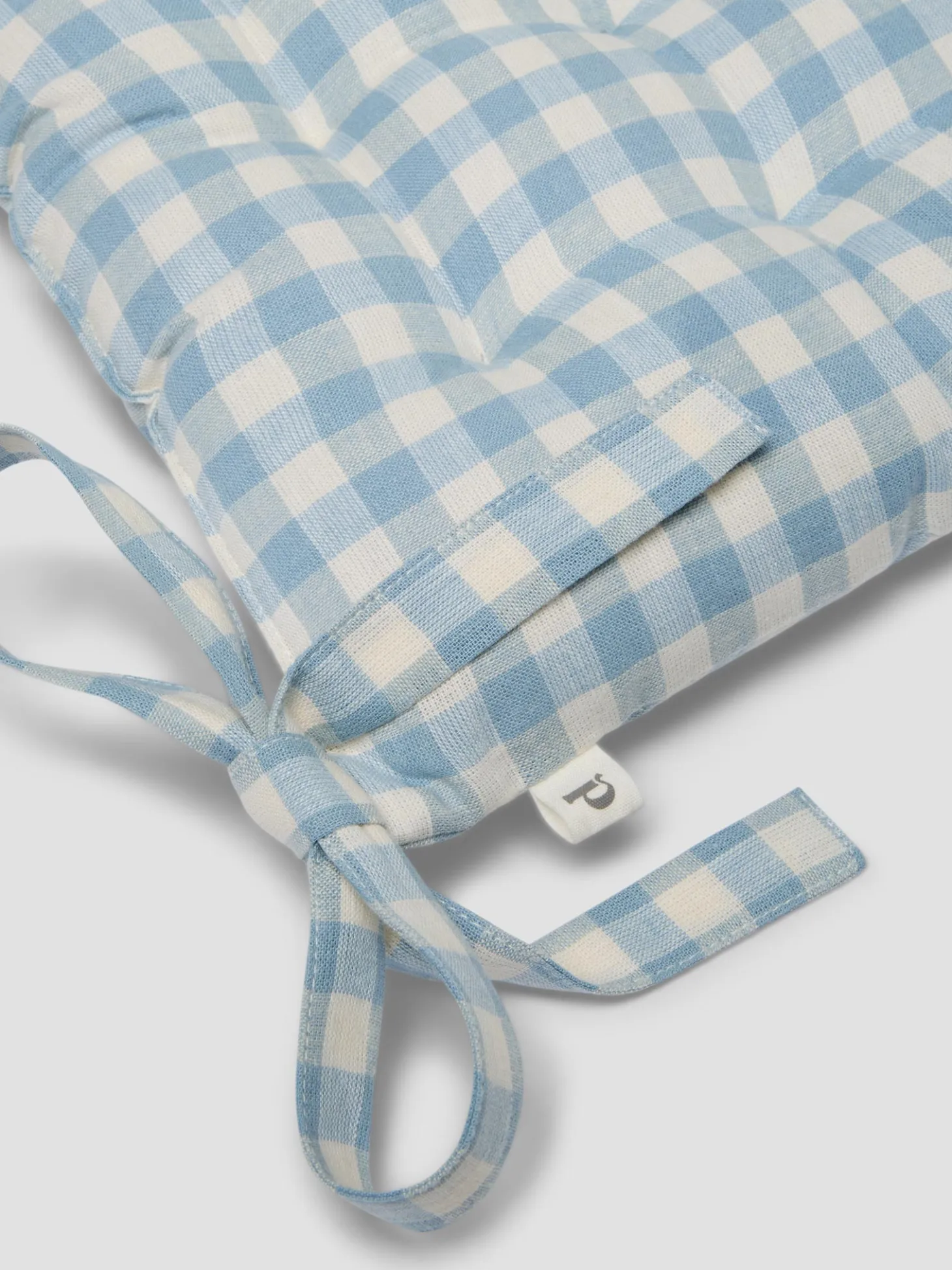 Warm Blue Gingham Linen Blend Seat Pad
