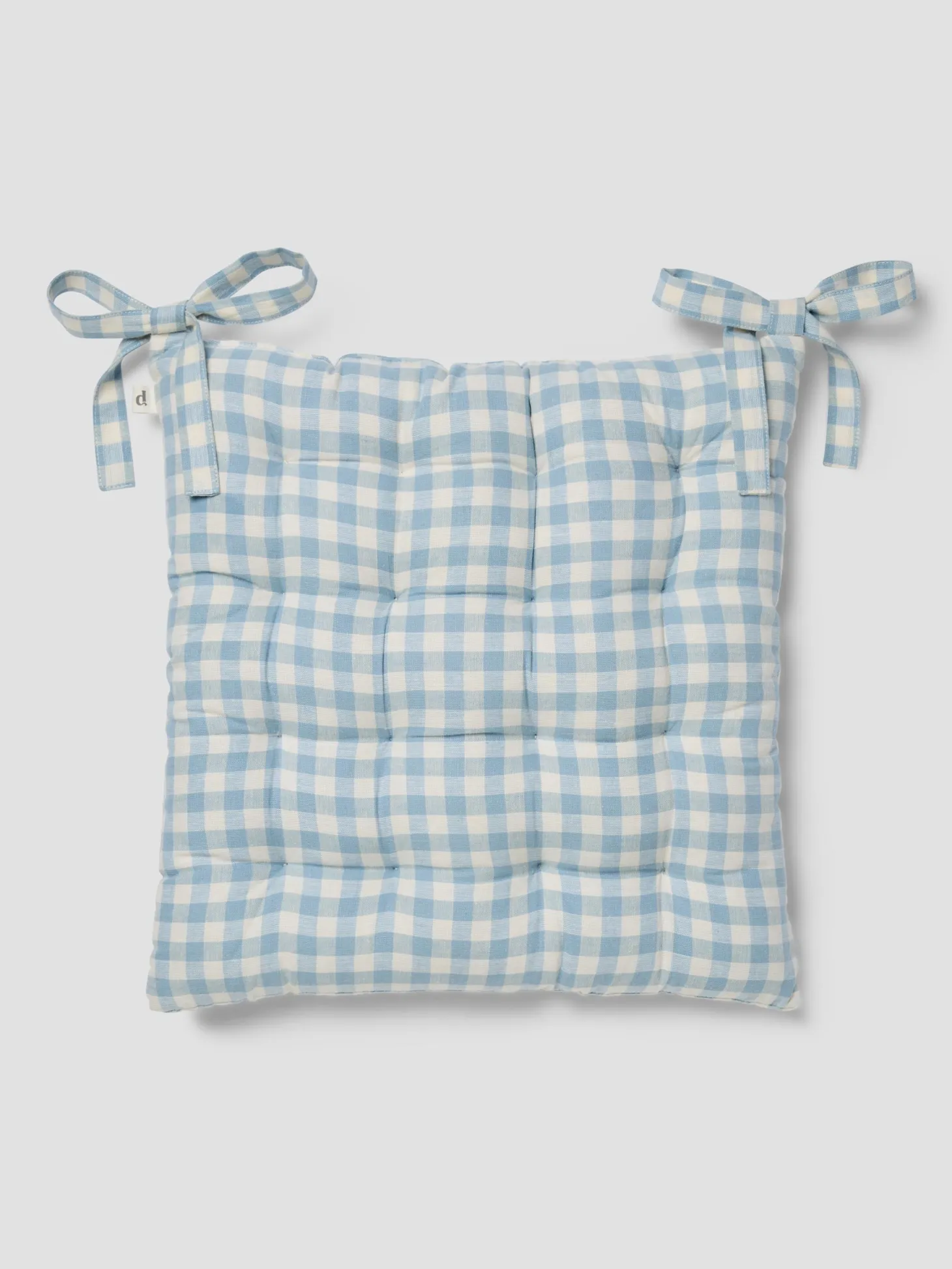 Warm Blue Gingham Linen Blend Seat Pad