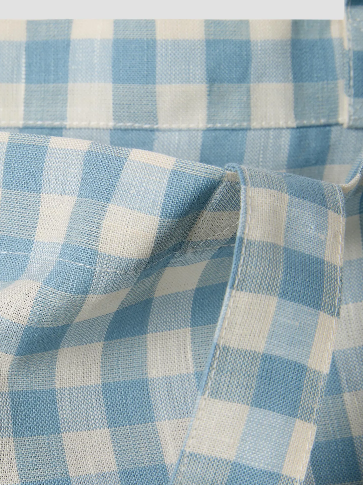 Warm Blue Gingham Linen Blend Tote Bag