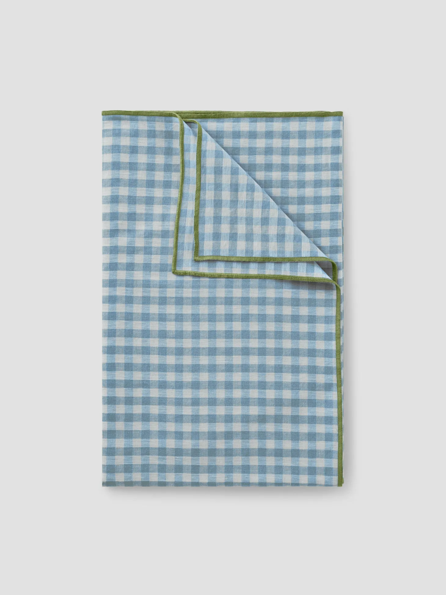 Warm Blue Gingham 100% Linen Table Runner