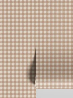 Warm Clay Gingham Wallpaper