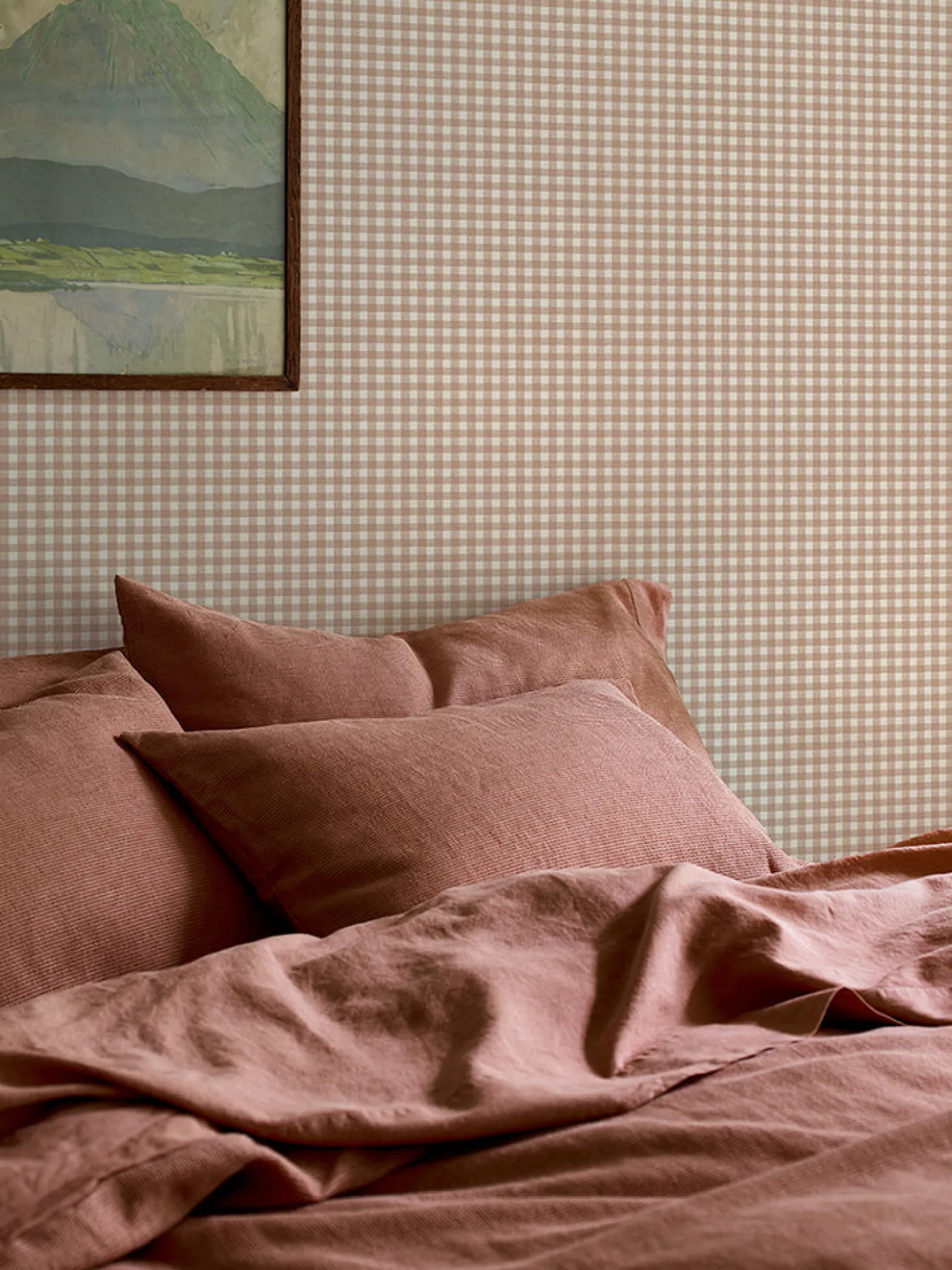 Warm Clay Gingham Wallpaper