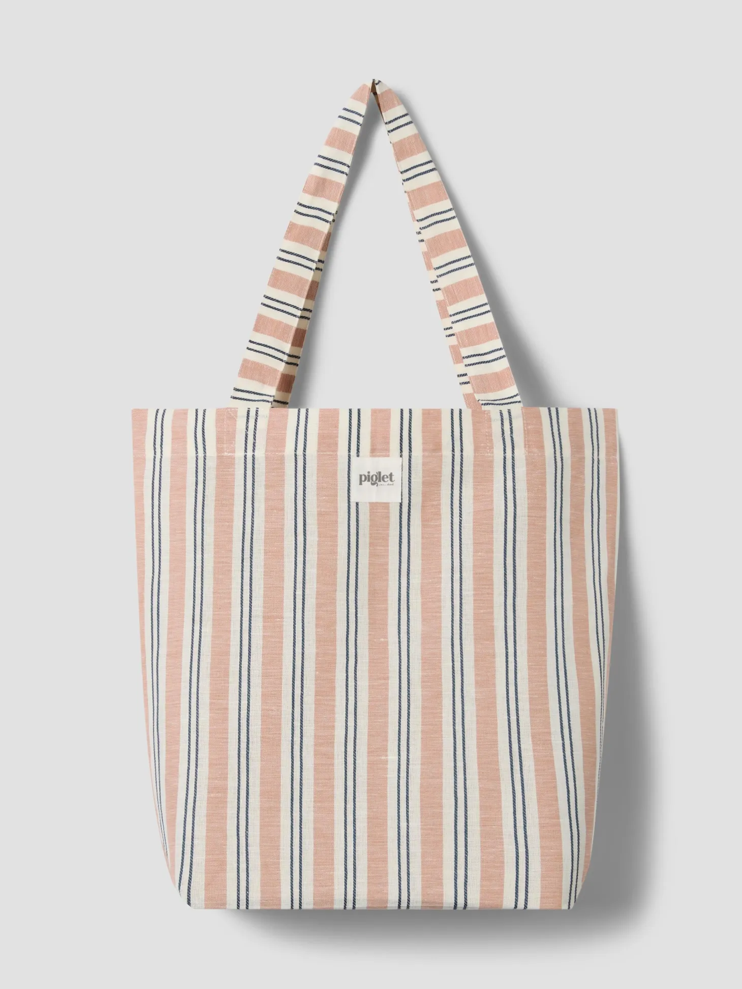 Warm Clay Somerley Stripe Linen Blend Tote Bag