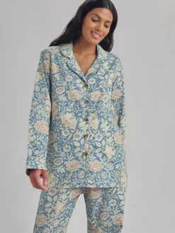 Webbs Blue Double Bough Cotton Pajama Set