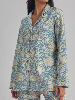 Webbs Blue Double Bough Cotton Pajama Set