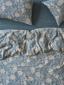 Webbs Blue Double Bough Linen Blend Duvet Cover