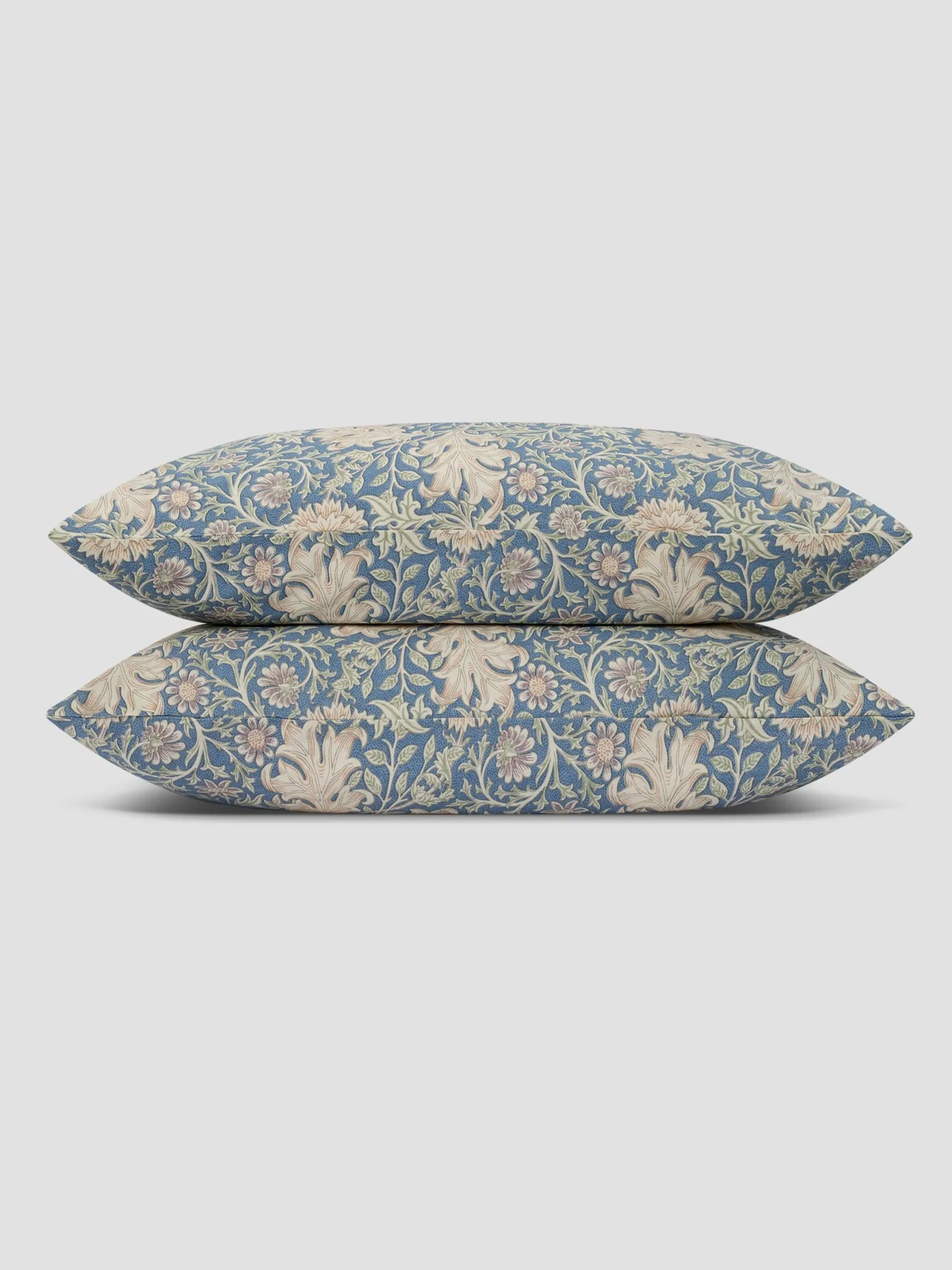 Webbs Blue Double Bough Linen Blend Pillowcases (Pair)