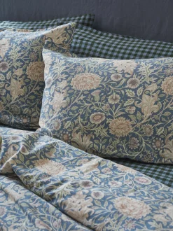 Webbs Blue Double Bough Linen Blend Pillowcases (Pair)