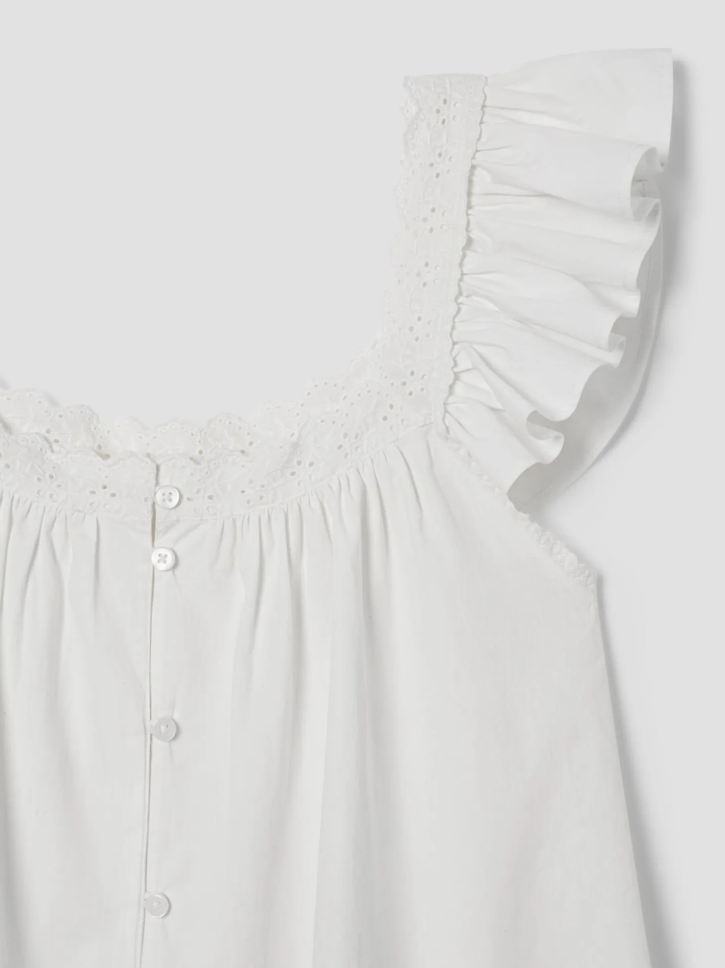 White Embroidered Cotton Frill Cami Shorts Set