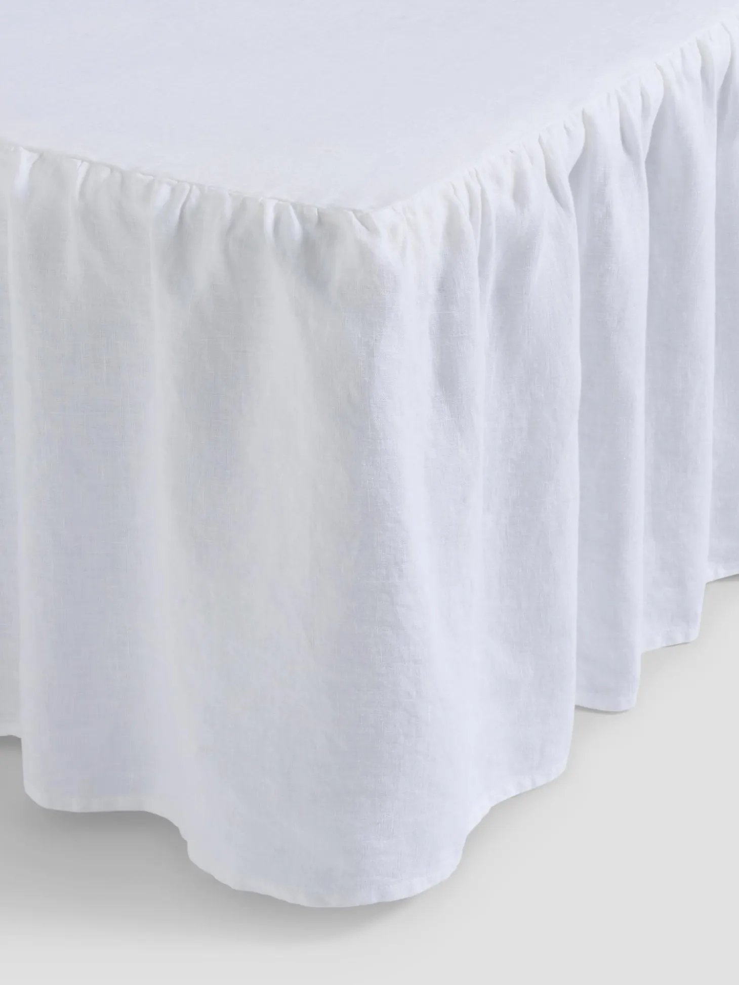 White 100% Linen Bed Skirt