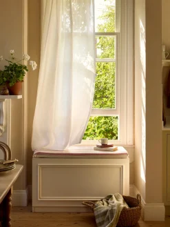 White Linen Blend Curtain (Pair)