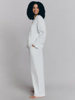 White Linen Blend Pajama Set