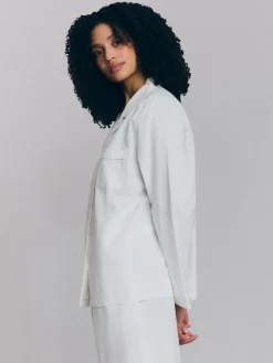 White Linen Blend Pajama Set