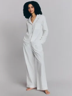 White Linen Blend Pajama Set