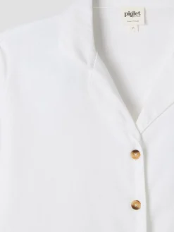 White Linen Blend Pajama Set