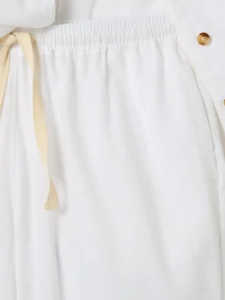 White Linen Blend Pajama Set