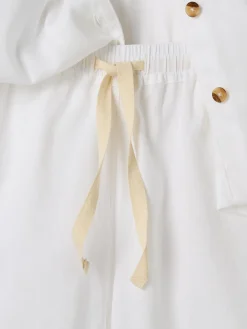 White Linen Blend Pajama Short Set