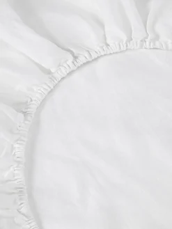 White 100% Linen Fitted Sheet