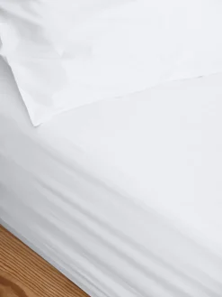 White Washed Cotton Percale Fitted Sheet