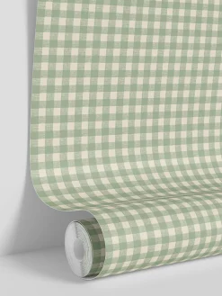 Winter Sage Gingham Wallpaper